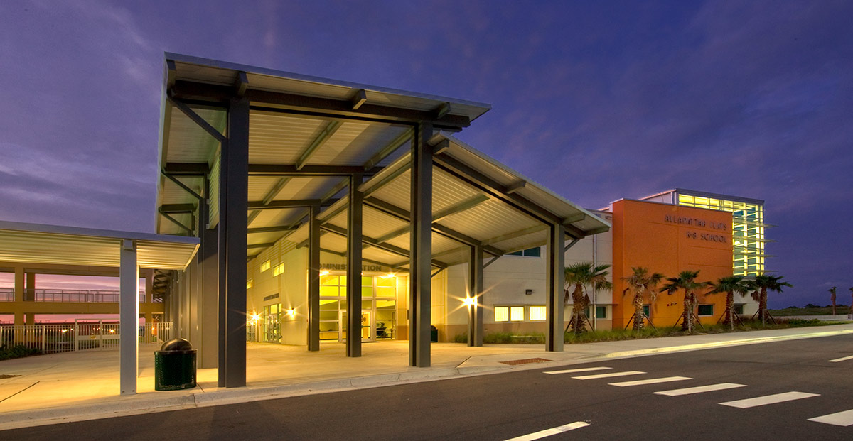 Architectural dusk view at Allapattah Flats K8 School Port Saint Lucie, FL 